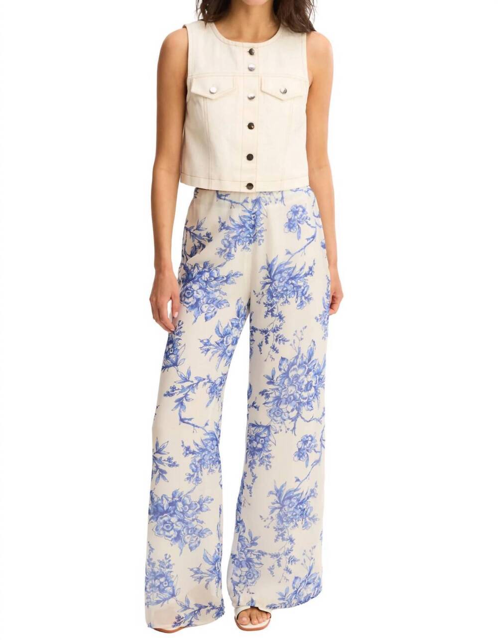 NEW ALLISON NEW YORK meli wide leg pants in blue floral